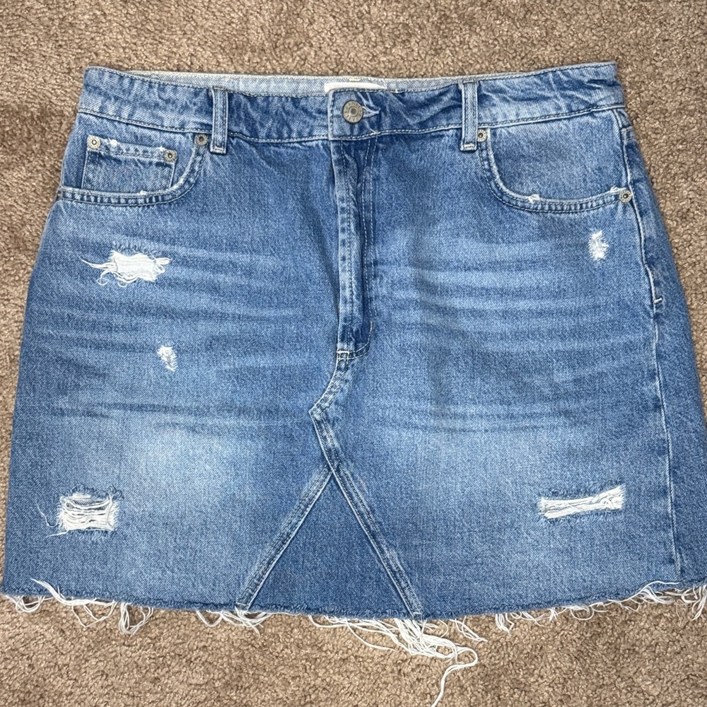 Rails Blue Distressed Denim Mini Skirt